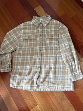 Princess Polly Tan and Cream Plaid Shacket